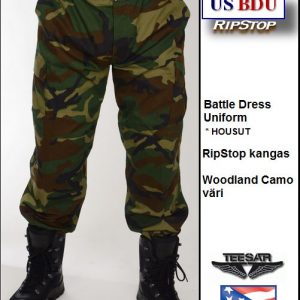 Reisitaskuhousut, US BDU RipStop, Woodland Camo väri